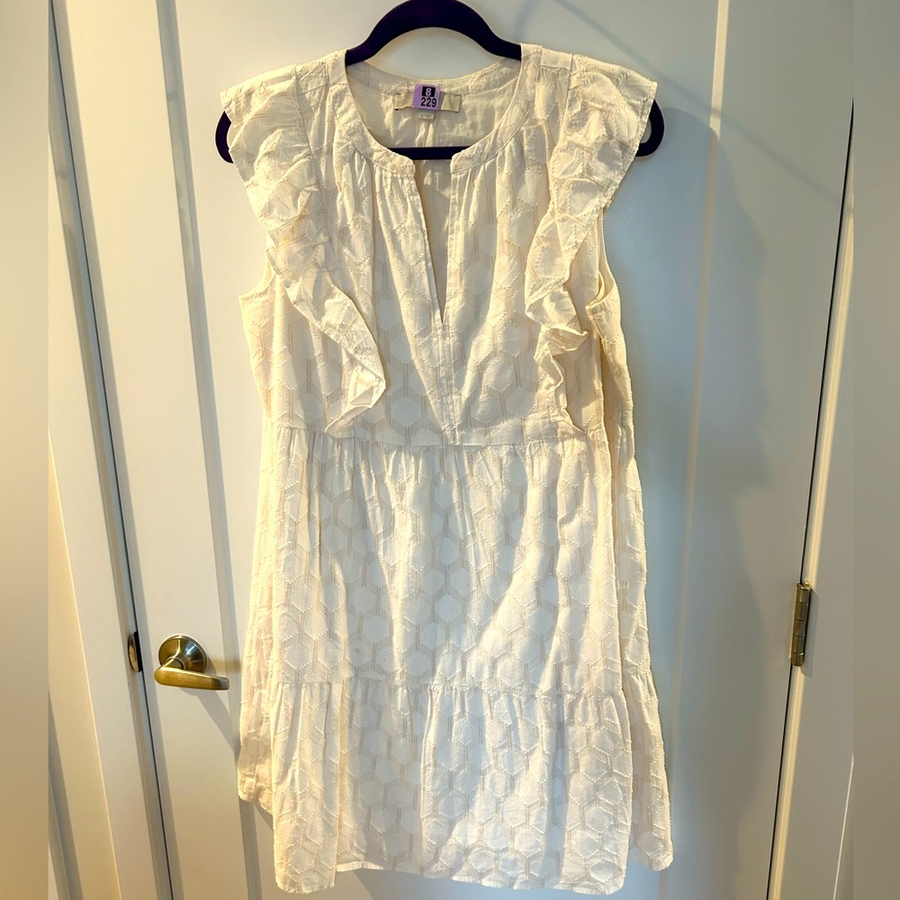 Loft Shimmer Clip Ruffle Dress - White Size Medium